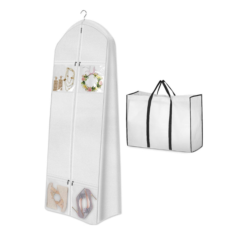 Portable Gusseted Dress Bag Wedding Dress Garment Bag with Bride Tote Bag