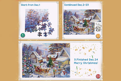 2Pcs Christmas Advent Calendar 1008 Pieces Jigsaw Puzzles 24 Box Christmas Puzzle Countdown Calendar Funny Christmas Game Gift