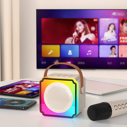 Mini Karaoke Machine with 2 Wireless Microphones Portable Bluetooth Speaker