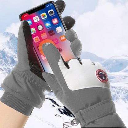 Pair of Touch Screen Sports Gloves Winter Warm Mittens Non-slip Ski Gloves Gray