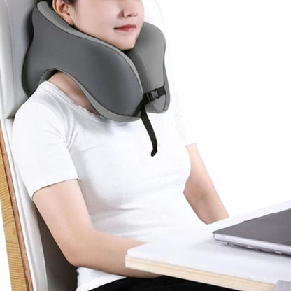 Travel Neck Pillow U-Shaped Neck Support Memory Foam Pillows Gray