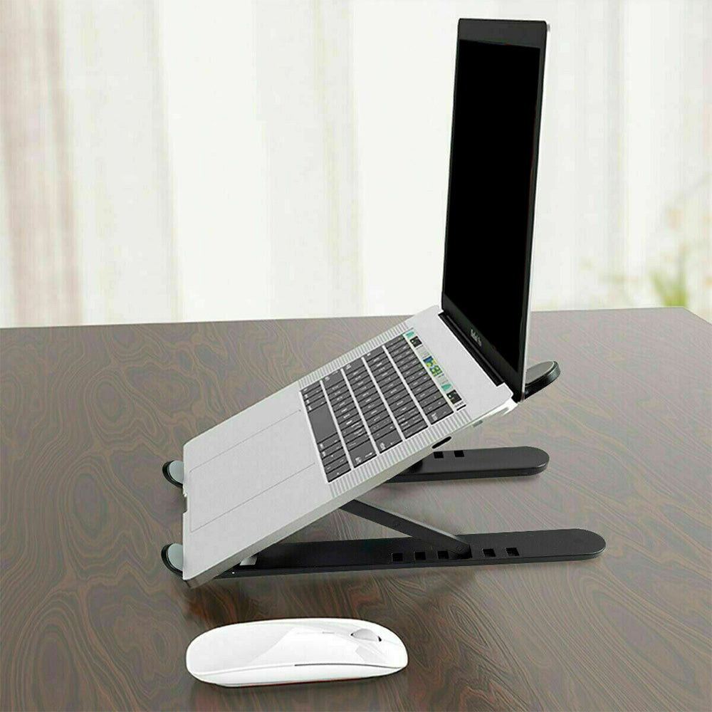 Foldable Aluminum Laptop Stand with Adjustable Height for Desk-Black