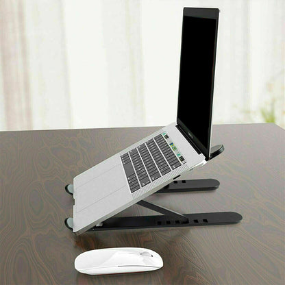 Foldable Aluminum Laptop Stand with Adjustable Height for Desk-Black