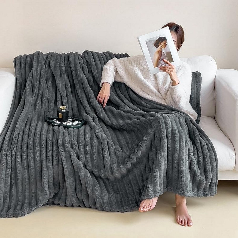 Throw Blanket for Couch Sofa Soft Fleece Throw Blankets Room Home Decor-Grey