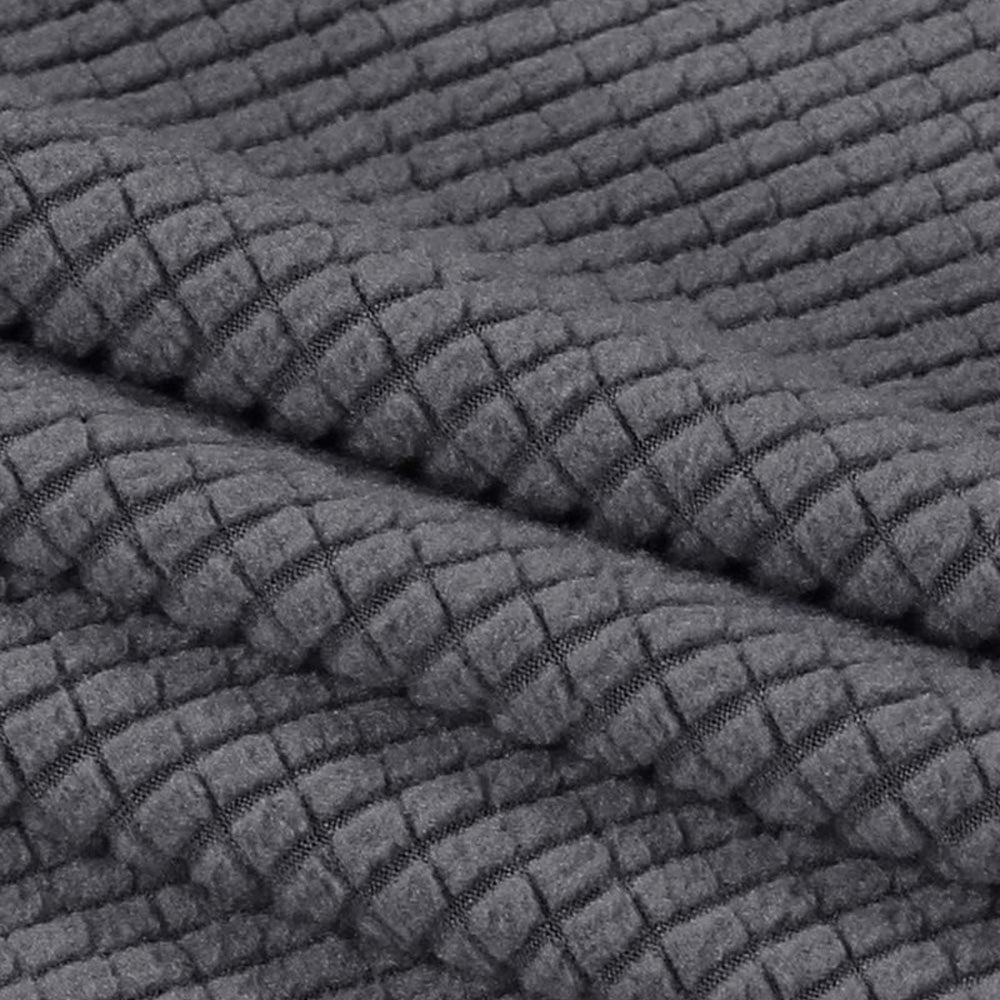 Square Ottoman Cover Stretch Textured Slipcover for Footstool Dark Gray M