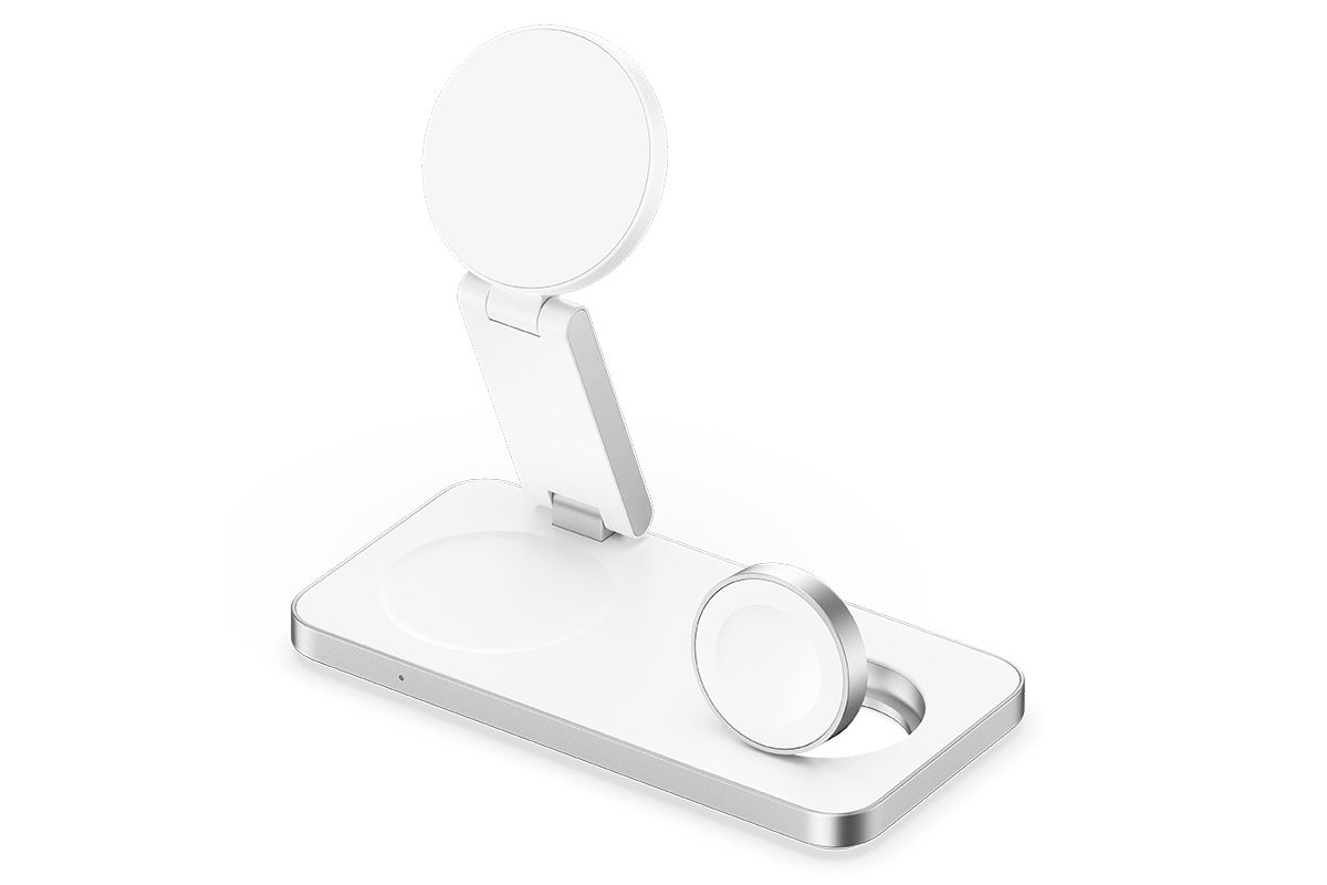 3 in 1 Wireless Charger Dock Charging Station for Apple Watch iPhone AirPods-White
