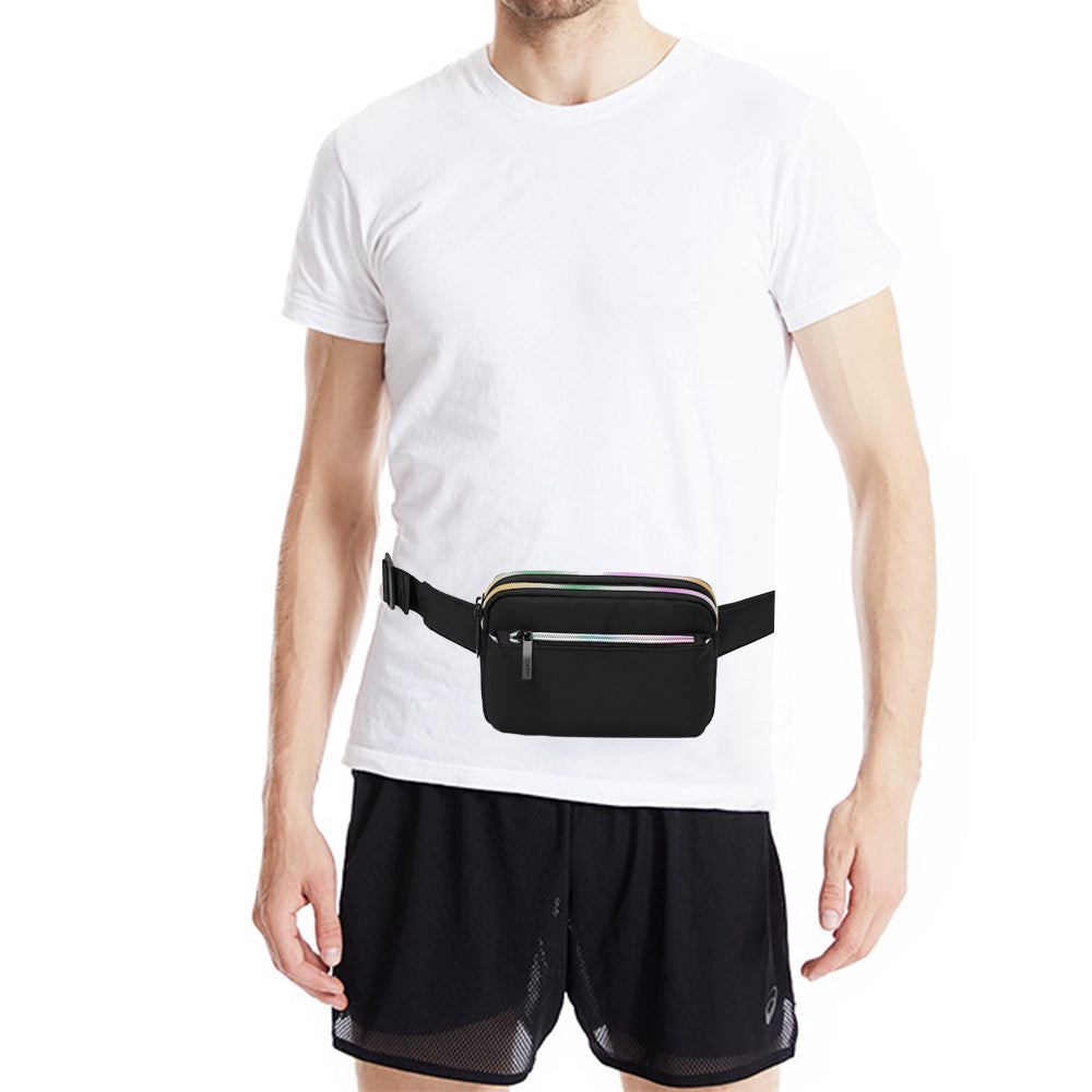 Chest Waist Packs Fanny Pack Waist Belt Bag for Women and Men Mixcolor Black