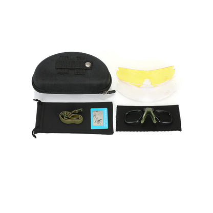 Tactical Glasses Outdoor Sports Black Polarized Goggles with 2 Replacement Lenses Khaki