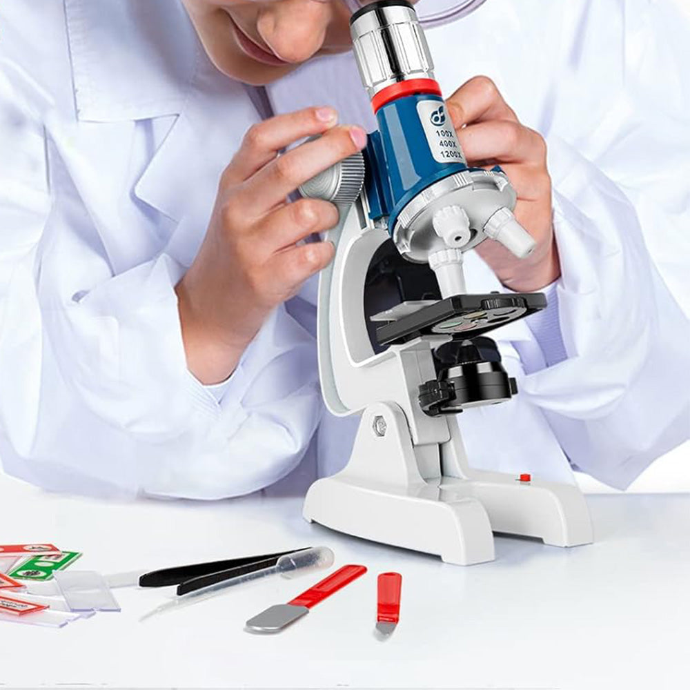 Kids Microscope Kit 100X-1200X Science Experiment Educational Toy for Ages 6+