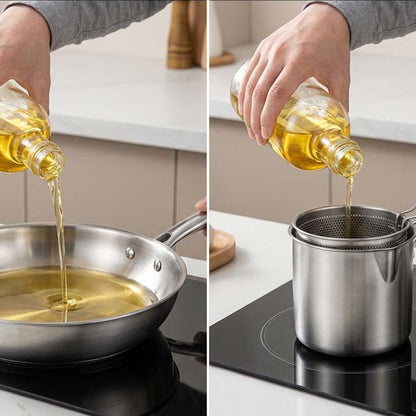 5-Piece Stainless Steel Deep Fryer Pot Set with Basket and Lid