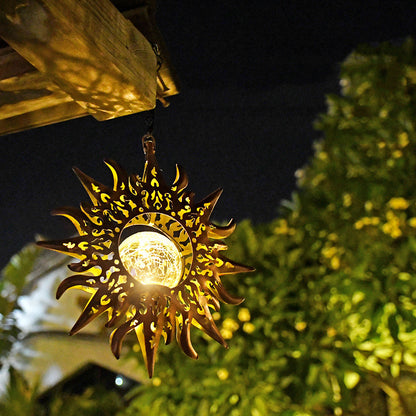 Solar Lights Sun Cracked Glass Lantern- Sun