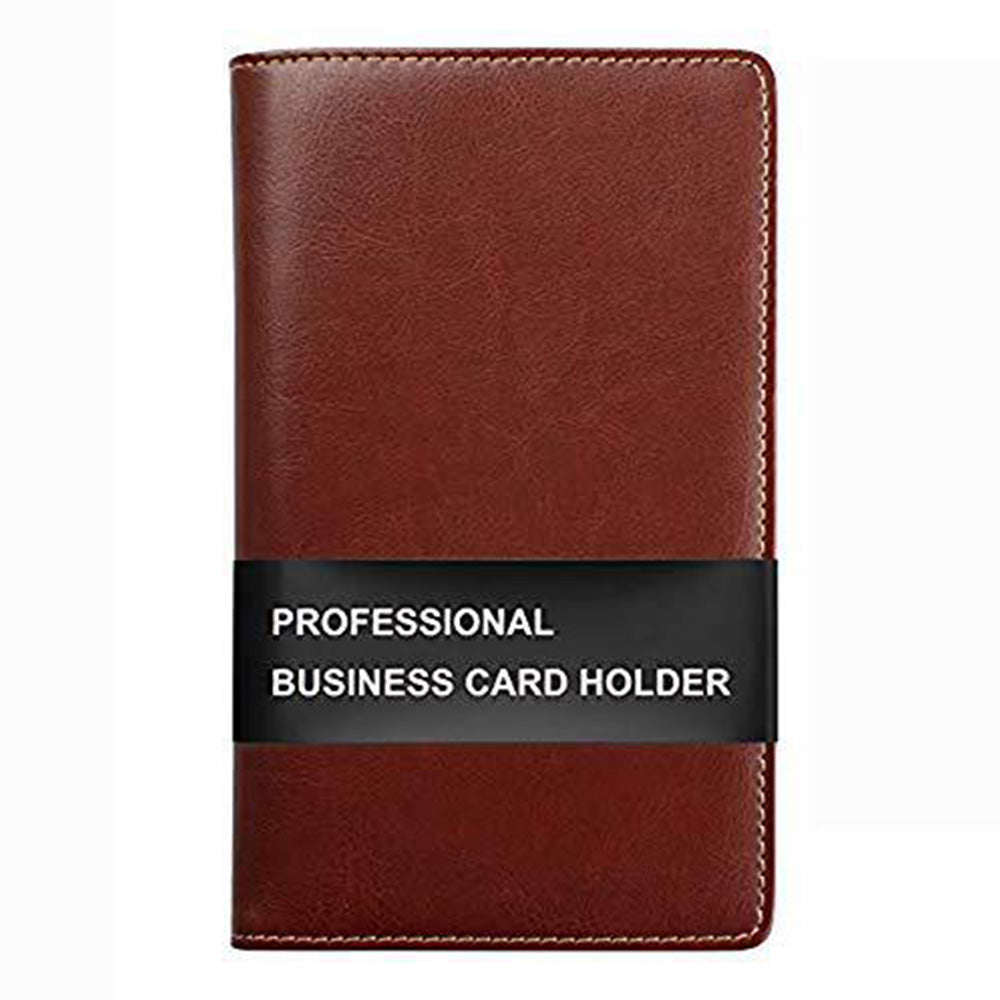 120-Slot Capacity Business Card Holder Album-Reddish Brown