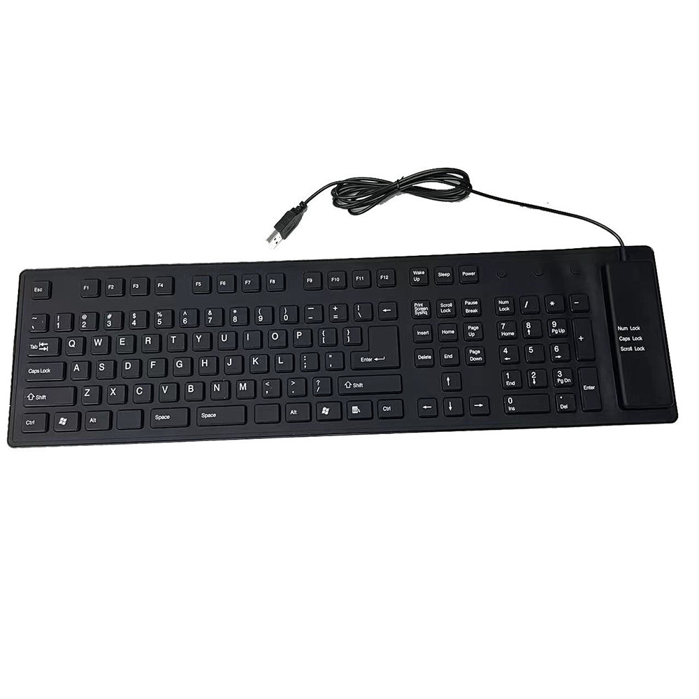 Foldable USB Keyboard Portable Roll-Up Wired Keyboard with Numeric Keypad 109-Key