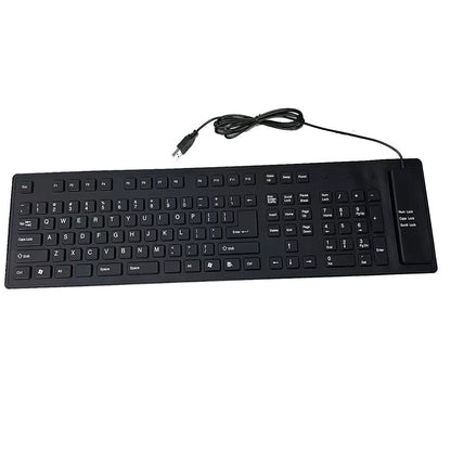 Foldable USB Keyboard Portable Roll-Up Wired Keyboard with Numeric Keypad 109-Key