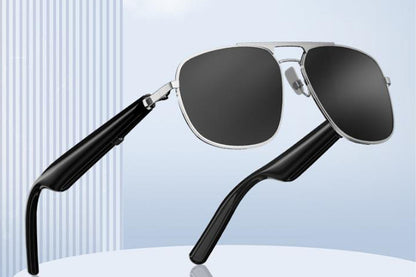 Smart Bluetooth Sunglasses Built-in Open Ear Music and Speaker for Men and Women -Black