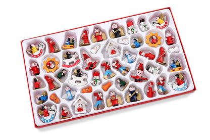 48pcs Wooden Christmas Tree Ornaments Set for Holiday Decoration