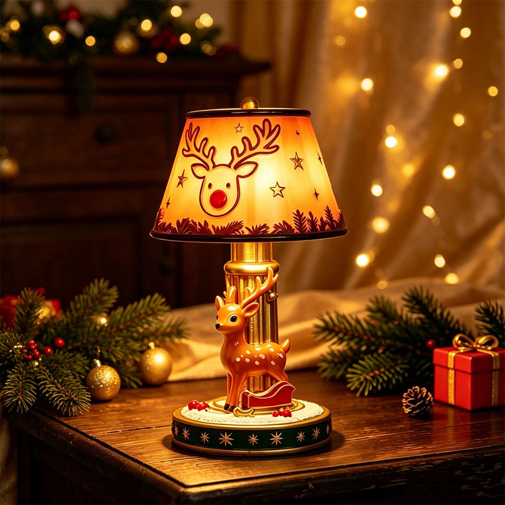 Christmas Table Lamp Vintage Resin Desk Light - Reindeer
