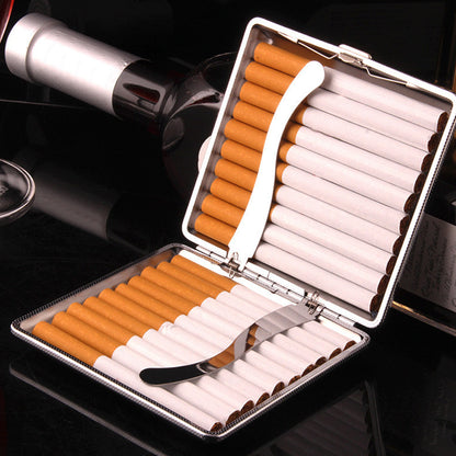 Portable PU Leather Cigarette Case Fashion Design Holds 20 Cigarettes-Brown