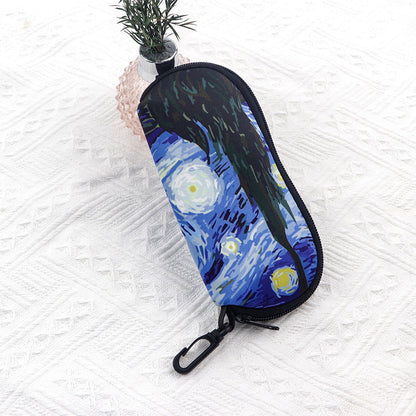 Glasses Case Scratch-Resistant Zipper Sunglasses Pouch for Travel-Blue