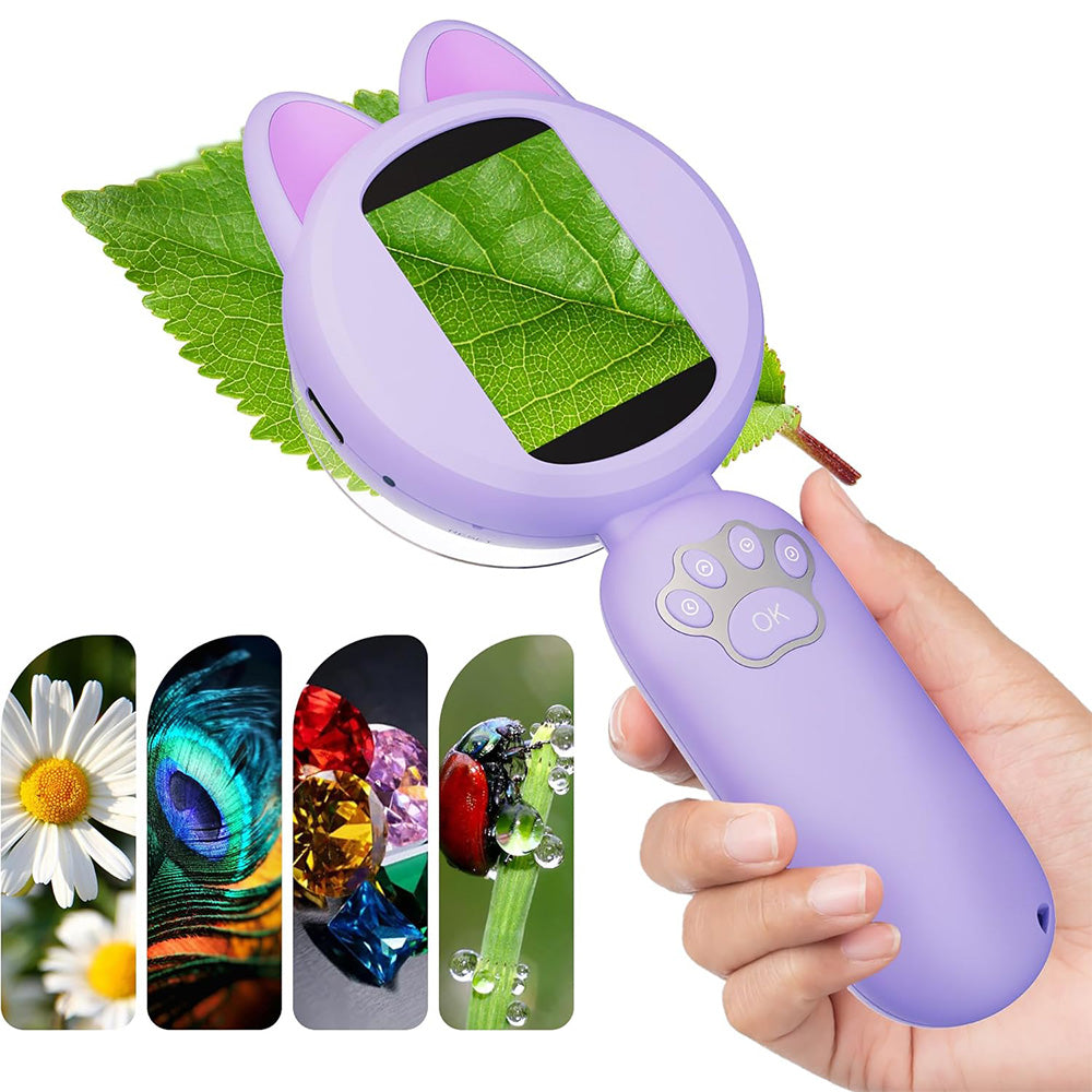 Kids Portable Microscope Mini Digital Microscope with LED Lights Purple