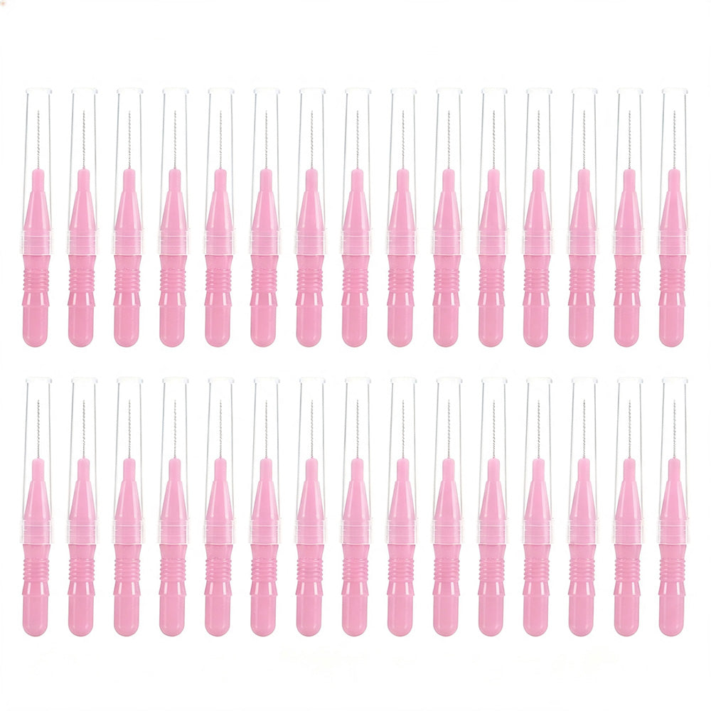 30 Piece Mini Cleaning Brushes for Braces Teeth Brows - Pink