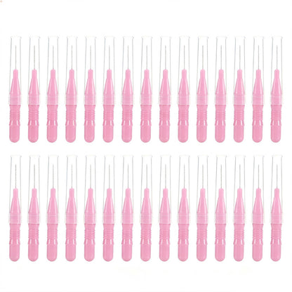 30 Piece Mini Cleaning Brushes for Braces Teeth Brows - Pink
