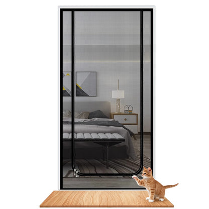 Zippered Pet Mesh Door Barrier for Cats Small Dogs - Gray U Opening