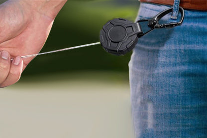 Heavy Duty Retractable ID Badge Holder Keychain Black