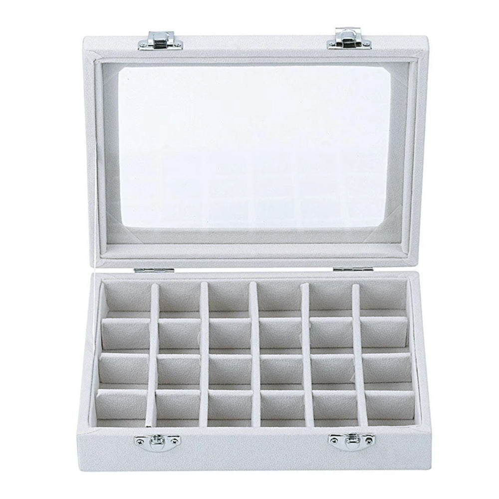 Organizer Case Box Holder Storage Jewelry Earring Ring Velvet Display Travel Portable-Grey
