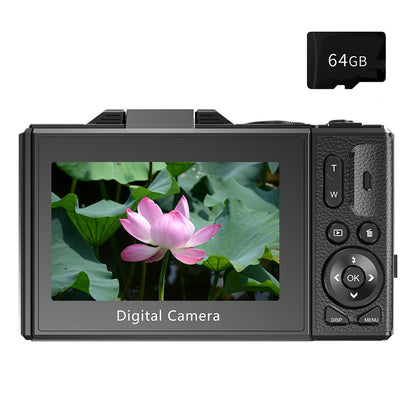4K Digital Camera WiFi Vlogging Camera with 180 Degree Flip Screen Black