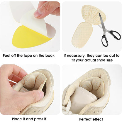 2 Pairs of Back of Heel Cushion Pads Mesh Adhesive Heel Grips Inserts Heel Protectors Beige