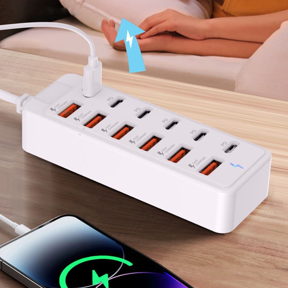 12 Port Hub Docking Station 66W Fast Charging Desktop Hub