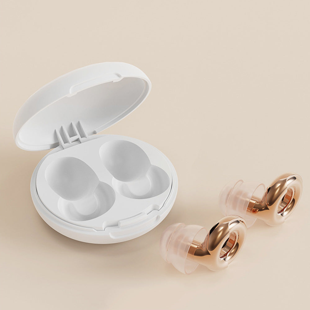 Silicone Noise Reduction Earplugs with 3 Pairs of Ear Tips - Gold