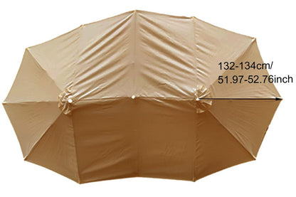 2.7M Waterproof Umbrella Replacement Canopy Top Cover For 12 Ribs Sunscreen Garden Three Heads Patio Umbrella Replacement Cloth-Khaki