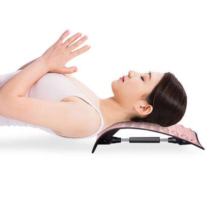 Back Stretcher Adjustable Back Neck Lumbar Support Board Pink