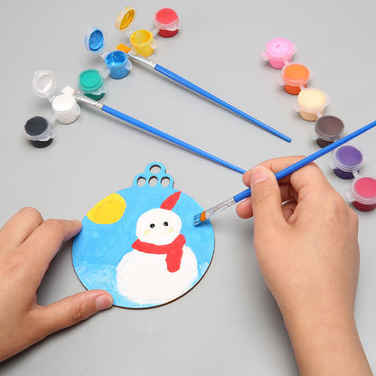 30Pcs Wooden Round Bauble Blank Hanging Ornament Christmas Tree Pendant DIY Craft