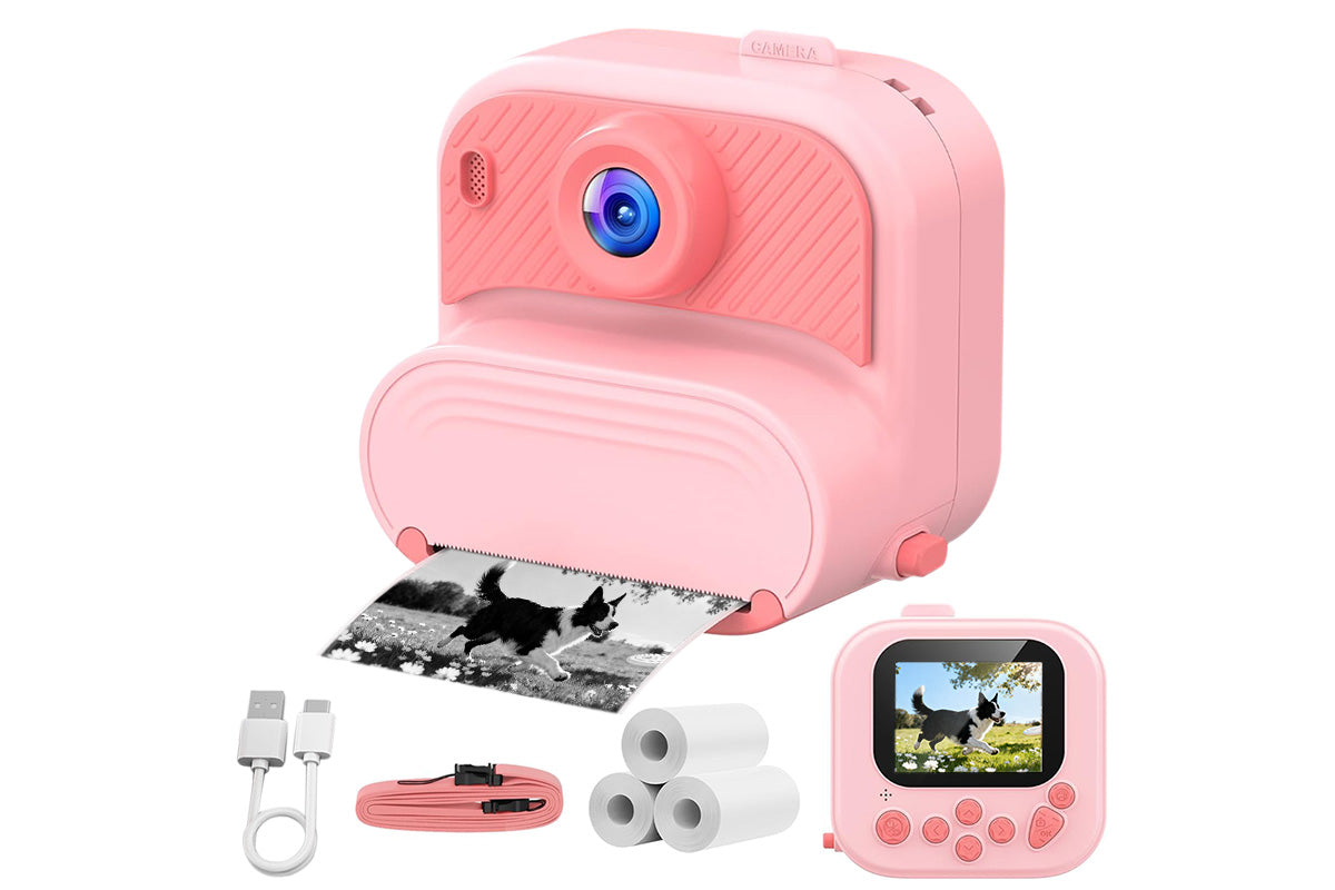 boy and girls DIY Instant Print Camera with 48MP Photo Printer-Pink