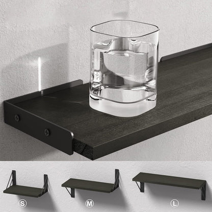 Set of 3Pcs Wall Mounted Wood Floating Shelves Storage Display Racks Black