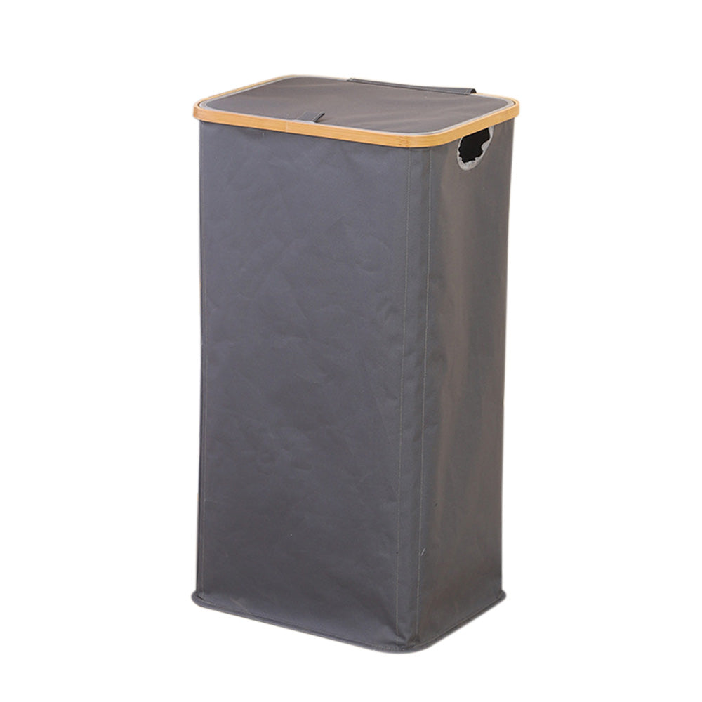 100L Laundry Basket with Lid Clothes Hampers for Laundry with Bamboo Handles Removable Bag-Grey