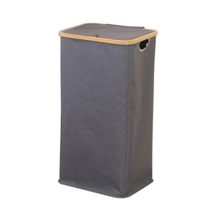 100L Laundry Basket with Lid Clothes Hampers for Laundry with Bamboo Handles Removable Bag-Grey