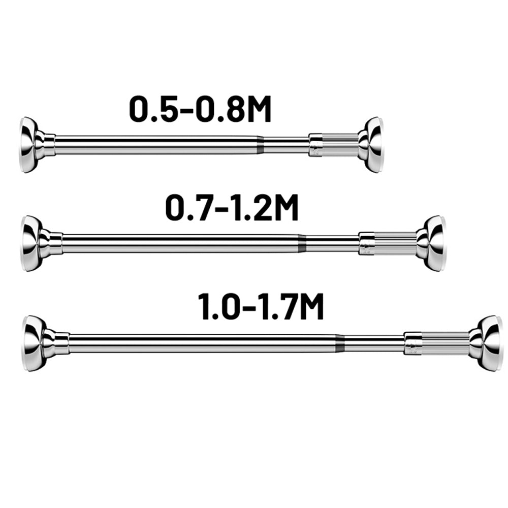 Adjustable Telescopic Curtain Rail Rod Tension Extendable Hanging Pole for Bathroom Wall Closet