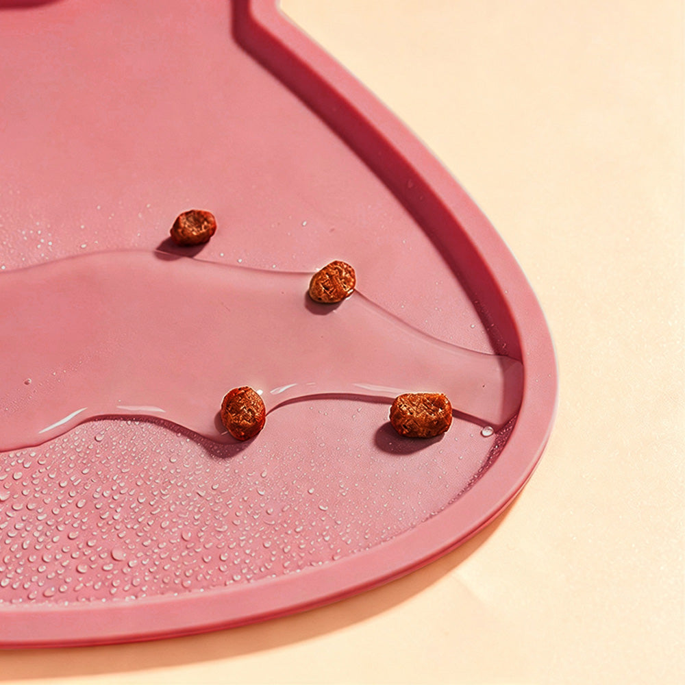 Silicone Pet Feeding Mat with Raised Spill Edge - Pink