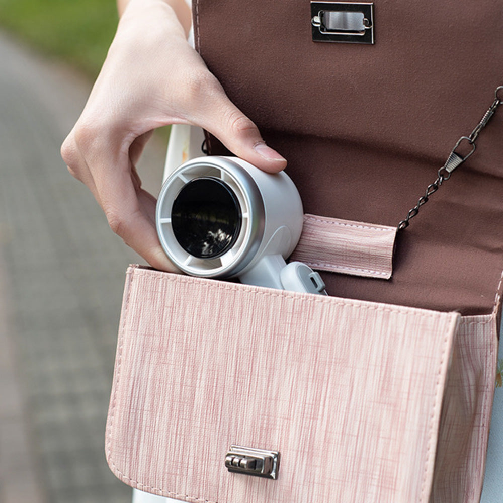 Portable Handheld Turbo Fan with 5-Speed Settings Mini Travel Fan for Beach and Outdoor Use White