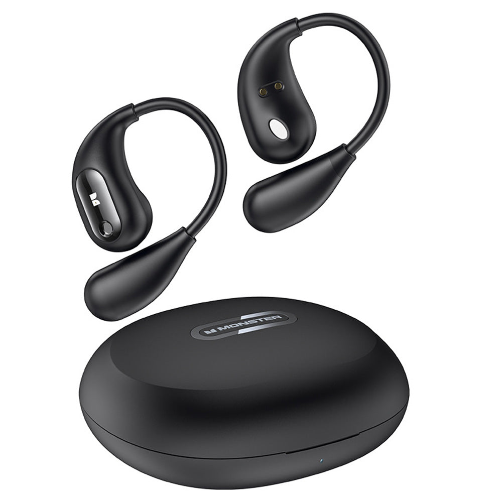 Wireless Open Ear Headphones Bluetooth 5.4 Stereo Sound Earphones with Charging Case Black