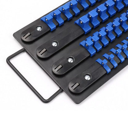 80Pcs Set Socket Organizer Tray Portable Multi-Size Socket Holder Blue
