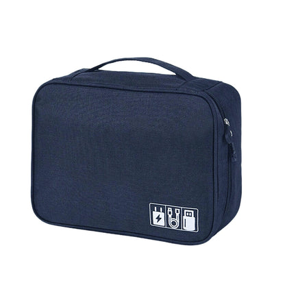 Large Digital Electronics Travel Organizer Bag with Adjustable Dividers - Navy
