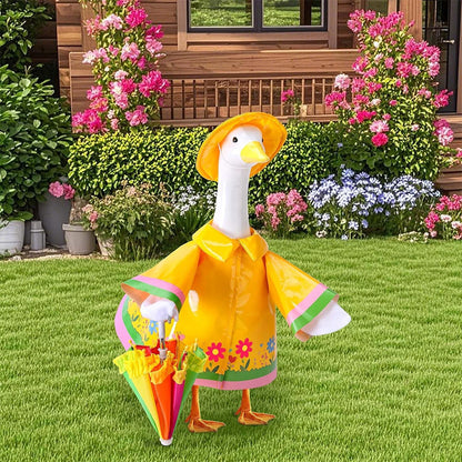 58 cm Raincoat Set for Garden Goose Statue with Rain Hat and Umbrella