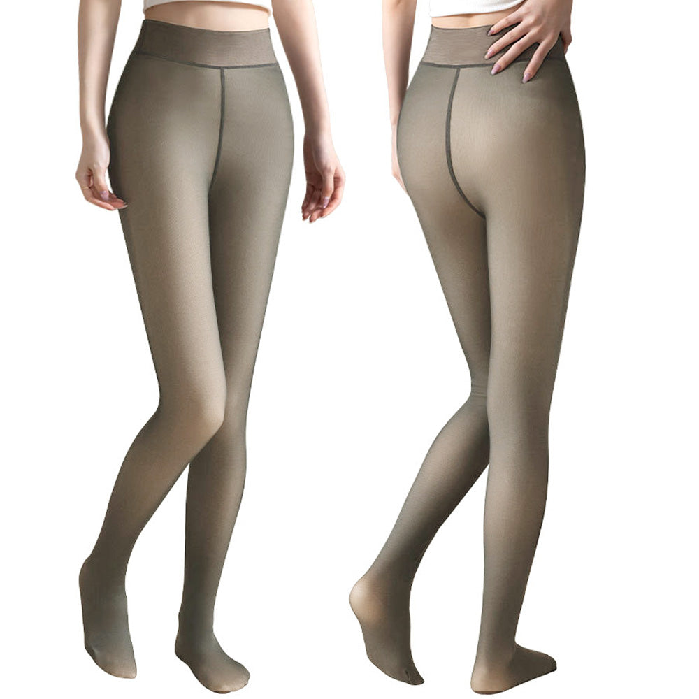 Sheer Tights Plus Size Winter Thermal Pantyhose Bare Legs Illusion Warm-Grey