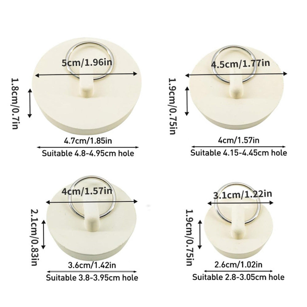 4 Pieces Sink Stoppers with Pull Rings for Basins and Bathtubs