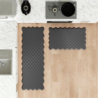 2Pcs PVC Kitchen Mat Set-Black